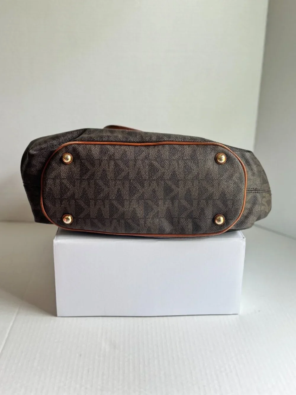 Michael Kors Jet Set Large PVC Logo Tote Bag Brown EUC